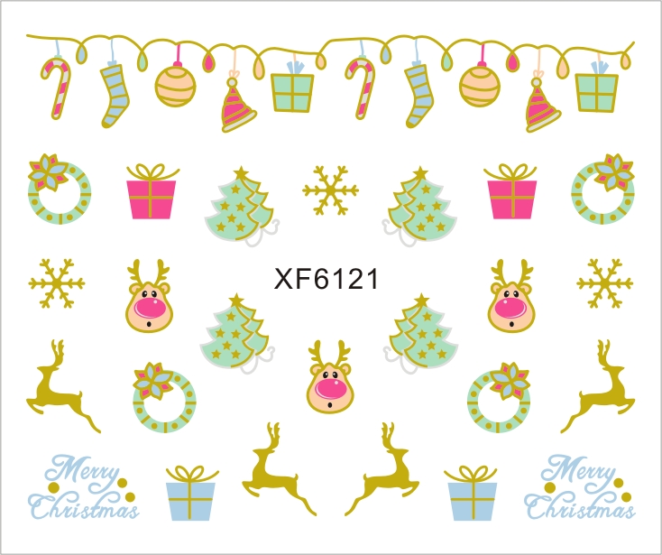 Sticker nail art Lila Rossa, pentru Craciun, Revelion si iarna, 7.2 x 10.5 cm, xf6121