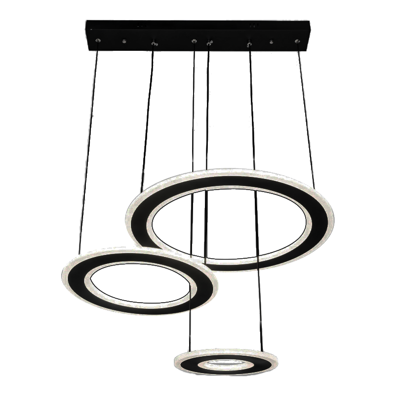 Lustra LED cu telecomanda, reglare intensitate, 72 W, neagra, lumina calda, neutra, rece