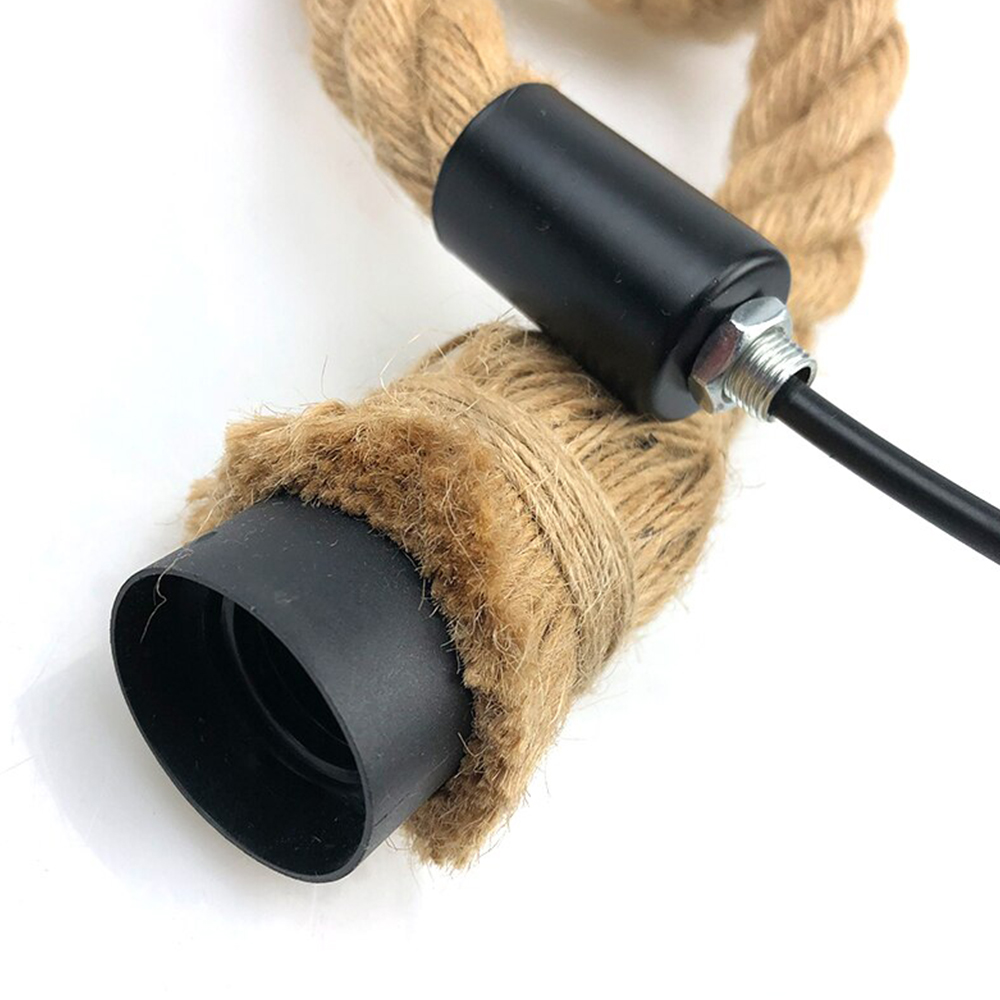 Lustra suspendata vintage din sfoara, doua socluri, E27, max 40 W, [6],https:lilarossa.ro