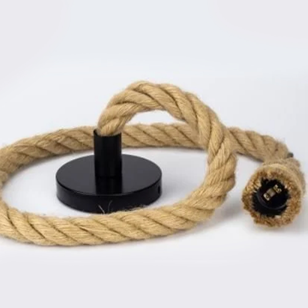Lustra suspendata vintage din sfoara, 1 soclu, E27, max 40 W, [3],https:lilarossa.ro