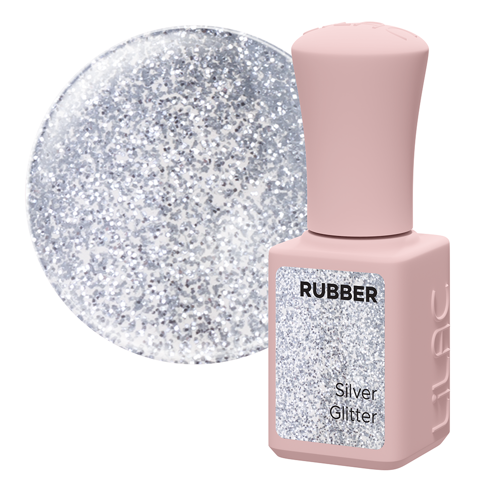 Poze Oja semipermanenta Lilac Rubber Silver Glitter 6 g