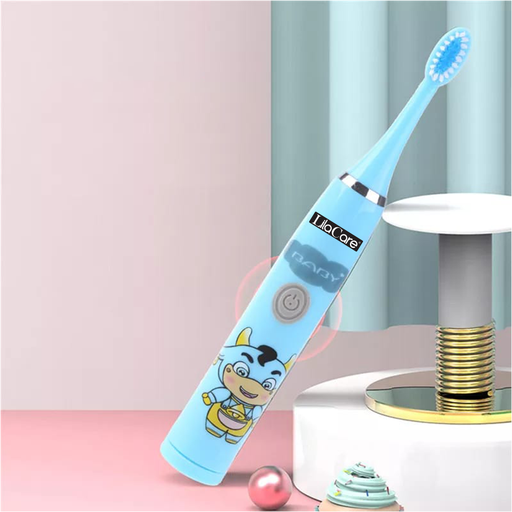 Periuta de dinti pentru copii, Lila Care, cu 5 capete, albastru, [2],https:lilarossa.ro