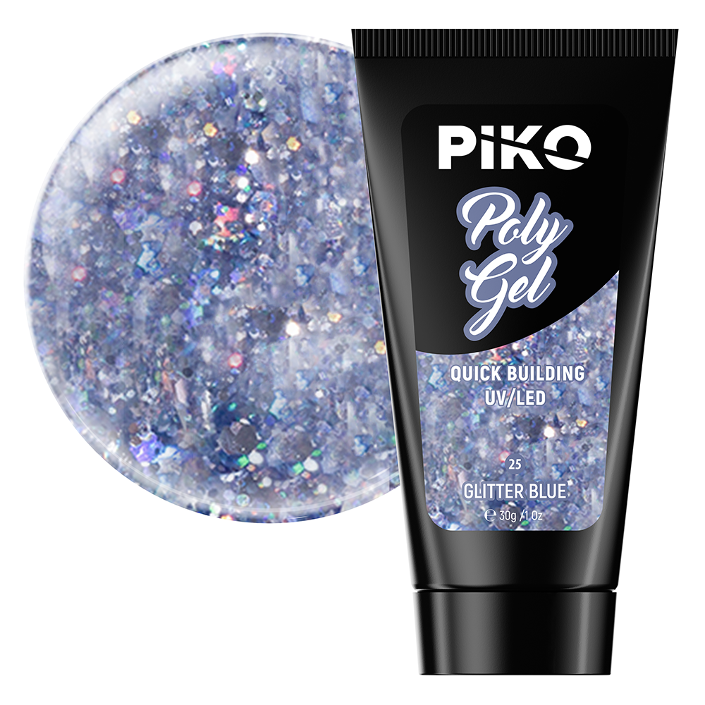Polygel color, Piko, 30 g, 25 Glitter Blue