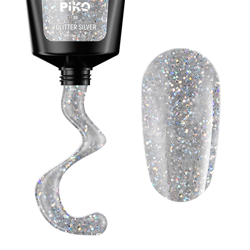 Polygel color, Piko, 30 g, 30 Glitter Silver, [2],https:lilarossa.ro