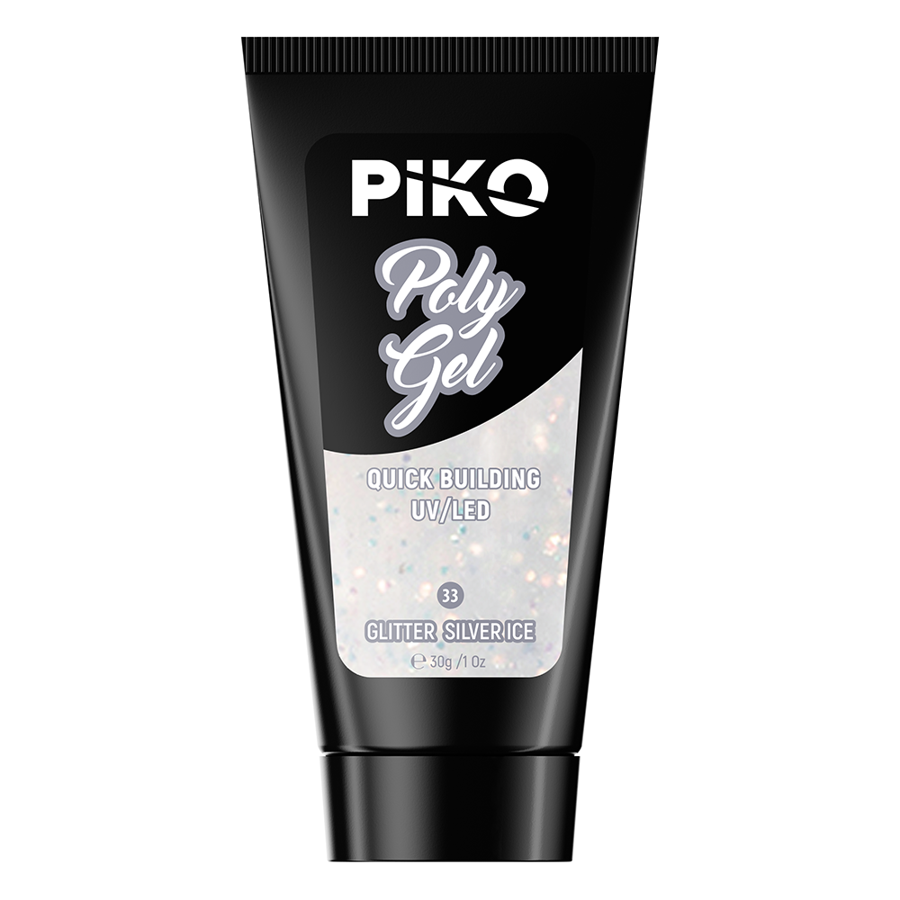 Polygel color, Piko, 30 g, 33 Glitter Silver Ice, [3],https:lilarossa.ro