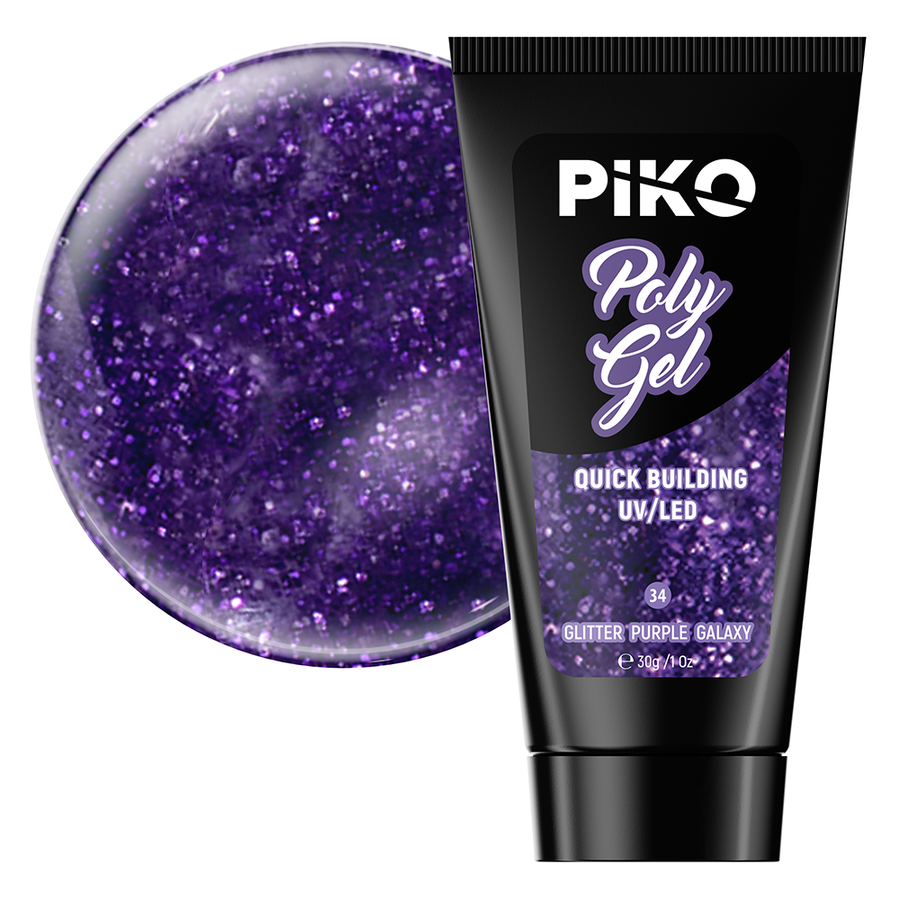 Polygel color, Piko, 30 g, 34 Glitter Purple Galaxy Color