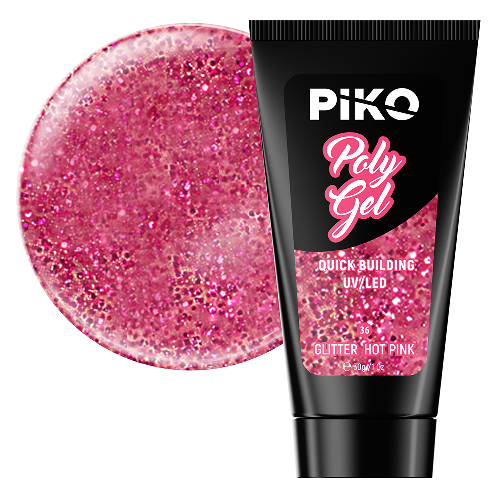 Polygel color, Piko, 30 g, 36 Glitter Hot Pink Color