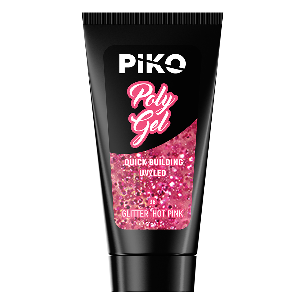 Polygel color, Piko, 30 g, 36 Glitter Hot Pink, [3],https:lilarossa.ro