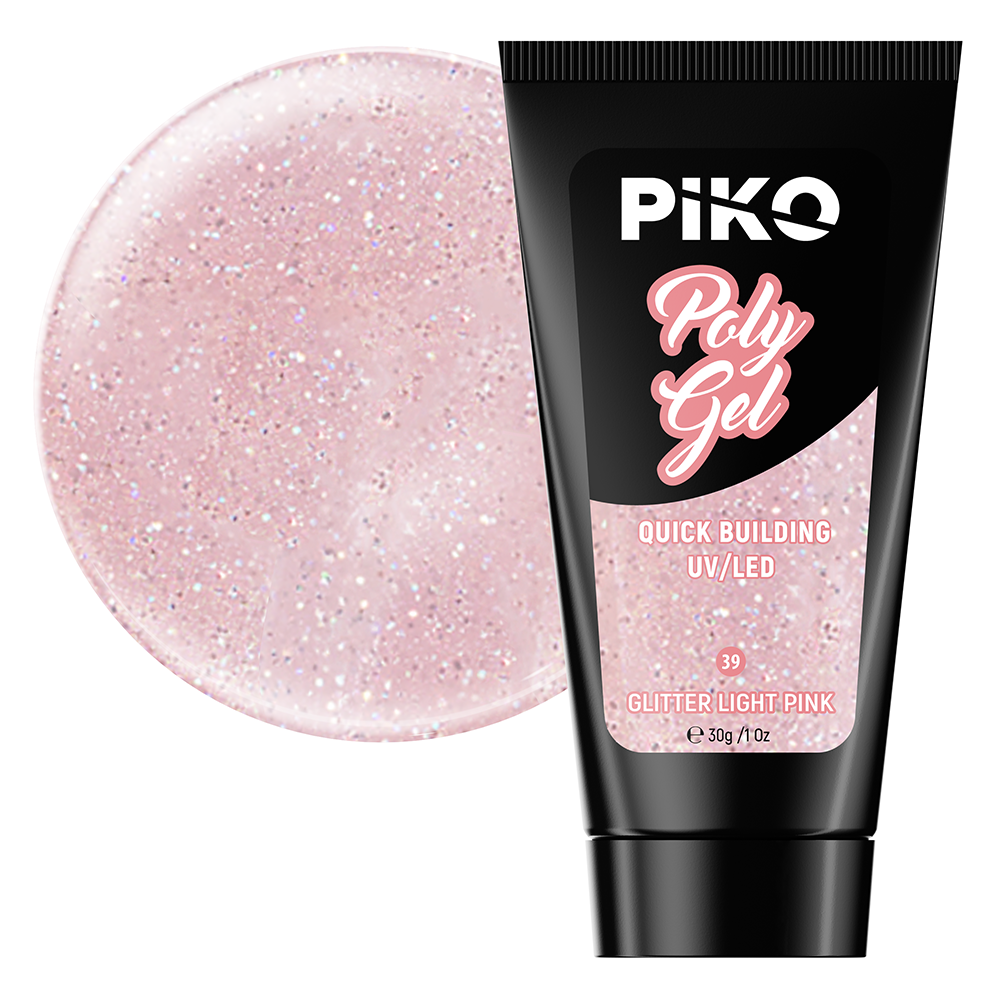 Polygel color, Piko, 30 g, 39 Glitter Light Pink lila-rossa.ro imagine noua 2022