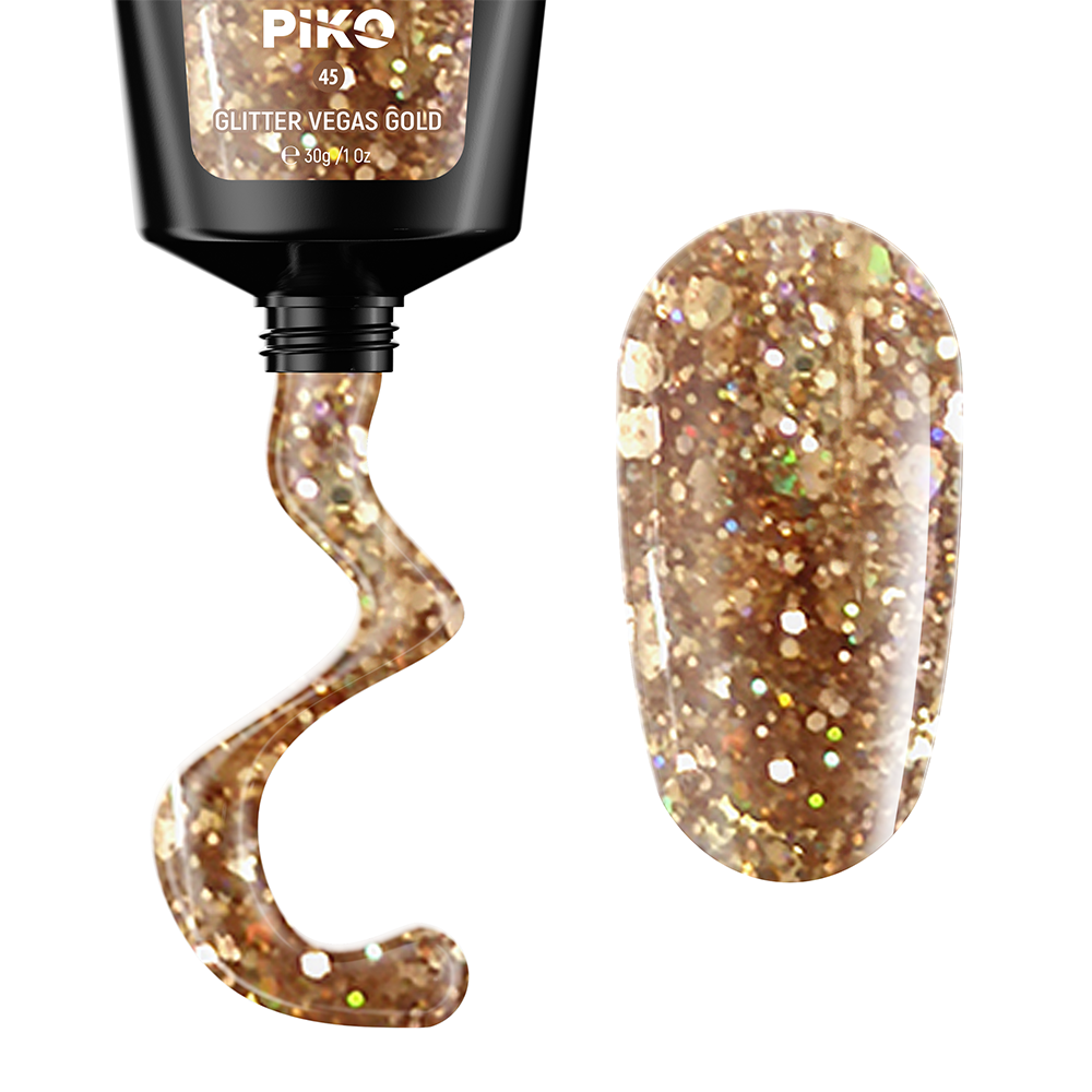 Polygel color, Piko, 30 g, 45 Glitter Vegas Gold, [2],https:lilarossa.ro