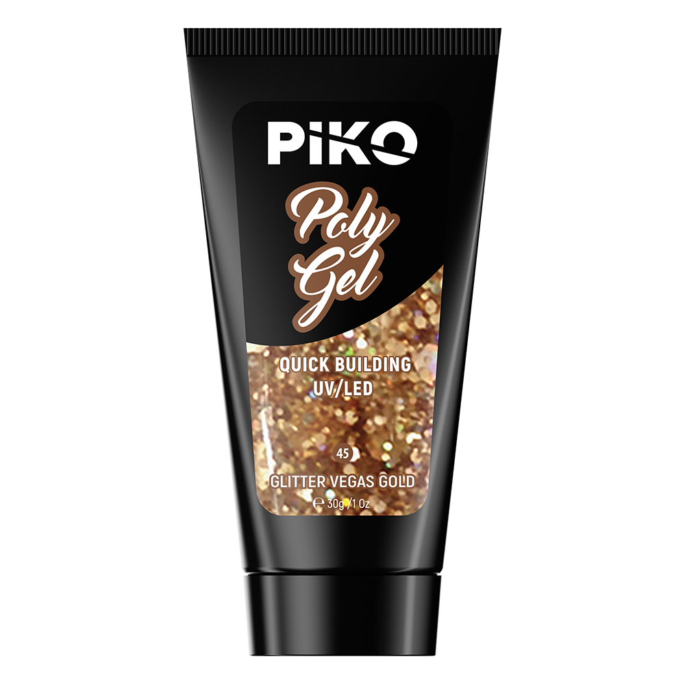 Polygel color, Piko, 30 g, 45 Glitter Vegas Gold, [3],https:lilarossa.ro