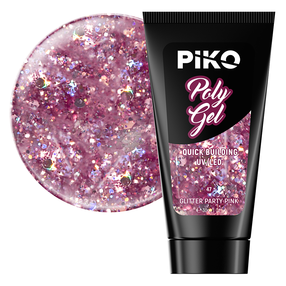 Polygel color, Piko, 30 g, 47 Glitter Party Pink lila-rossa.ro imagine noua 2022