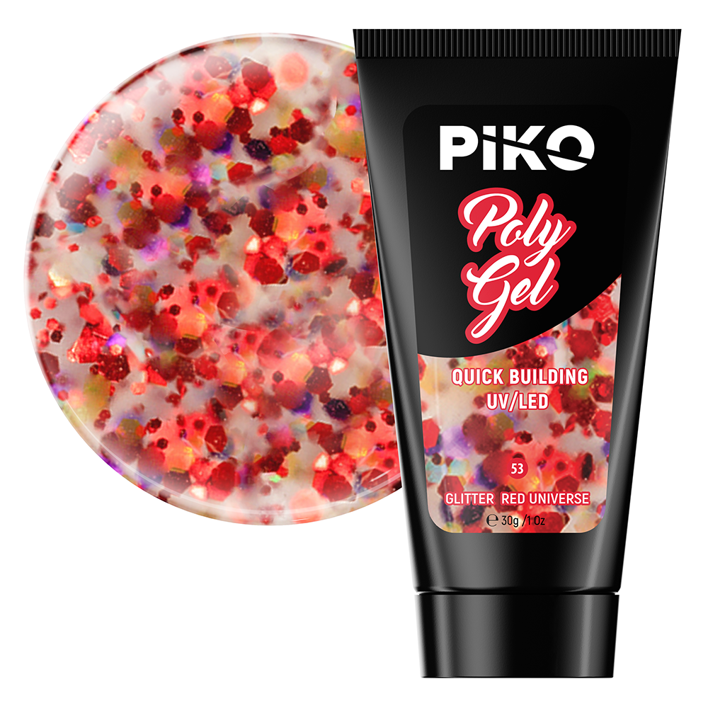 Polygel color, Piko, 30 g, 53 Glitter Red Universe lila-rossa.ro imagine noua 2022