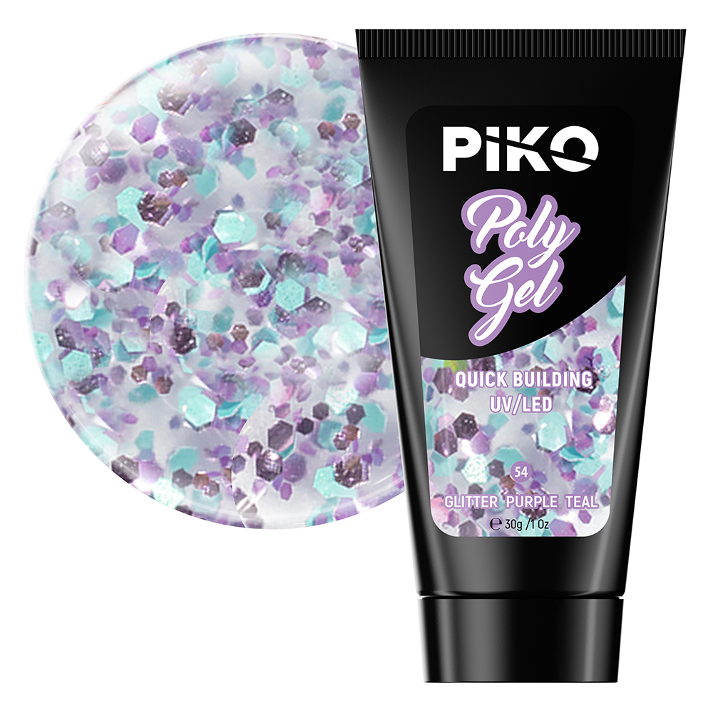 Polygel color, Piko, 30 g, 54 Glitter Purple Teal lila-rossa.ro imagine noua 2022