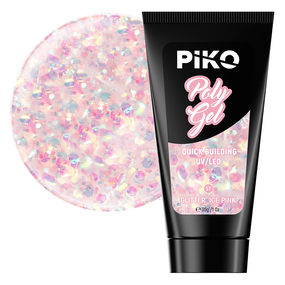 Poze Polygel color, Piko, 30 g, 57 Glitter Ice Pink lila-rossa.ro 