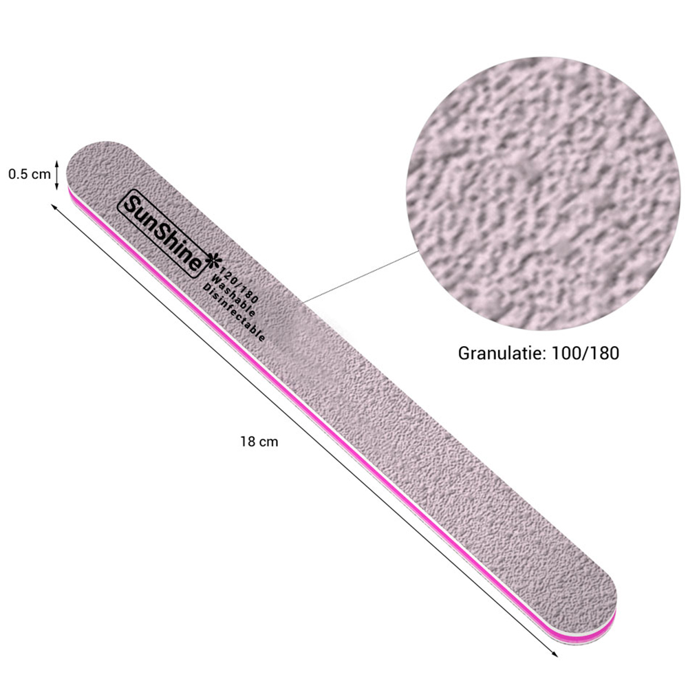 Pila unghii Sunshine, dreapta, gri, granulatie 120/180, [2],https:lilarossa.ro