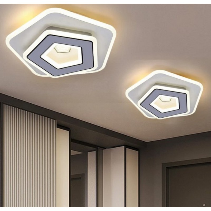 Plafoniera led cu telecomanda, pentagon, lumina reglabila, 100 W, lumina rece, calda, neutra, [2],https:lilarossa.ro