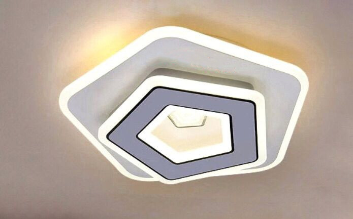 Plafoniera led cu telecomanda, pentagon, lumina reglabila, 100 W, lumina rece, calda, neutra, [3],https:lilarossa.ro