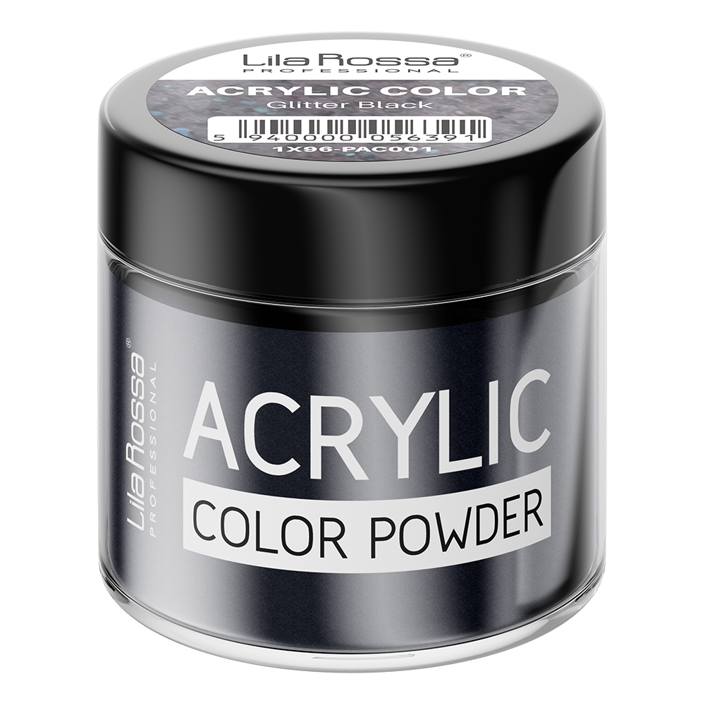Pudra acrilica color, Lila Rossa, Glitter Black, 7 g, [2],https:lilarossa.ro