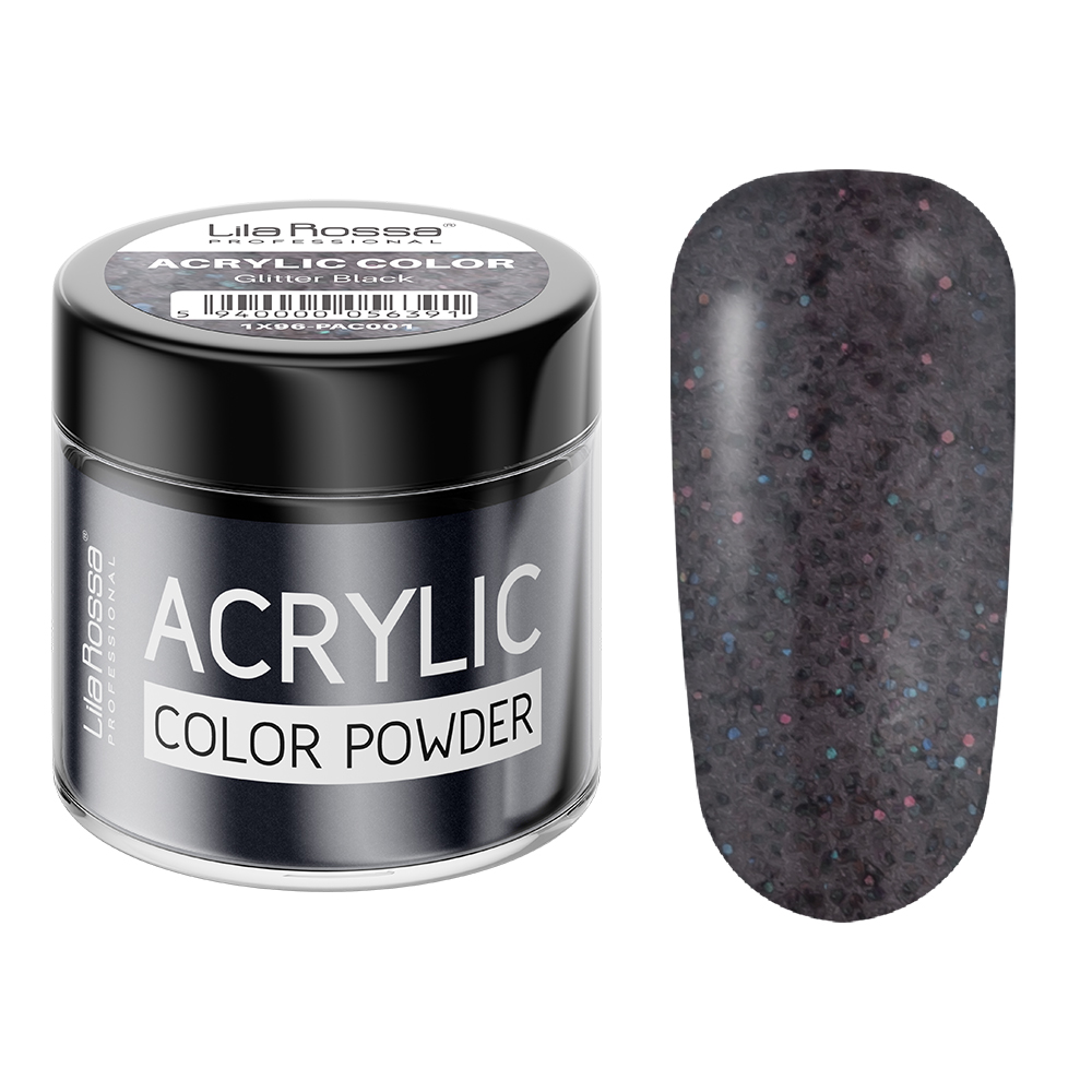 Pudra acrilica color, Lila Rossa, Glitter Black, 7 g acrilica