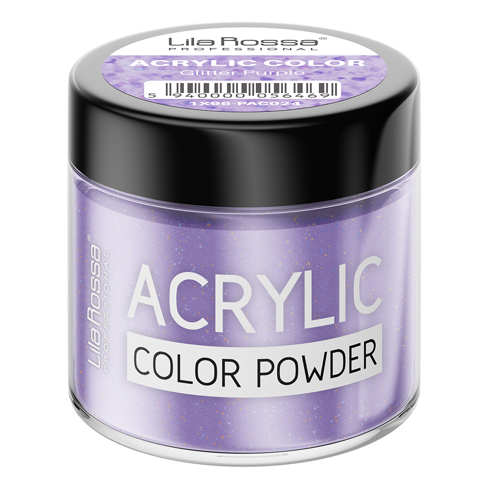 Pudra acrilica color, Lila Rossa, Glitter Purple, 7 g, [2],https:lilarossa.ro