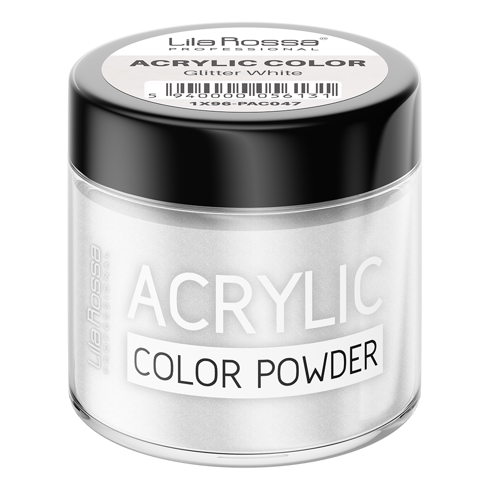 Pudra acrilica color, Lila Rossa, Glitter White, 7 g, [2],https:lilarossa.ro