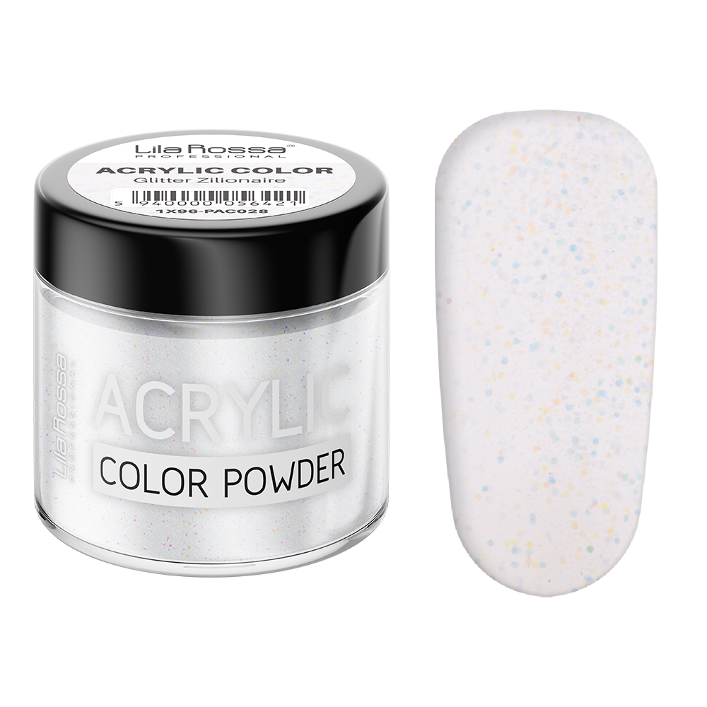 Pudra acrilica color, Lila Rossa, Glitter Zilionaire, 7 g