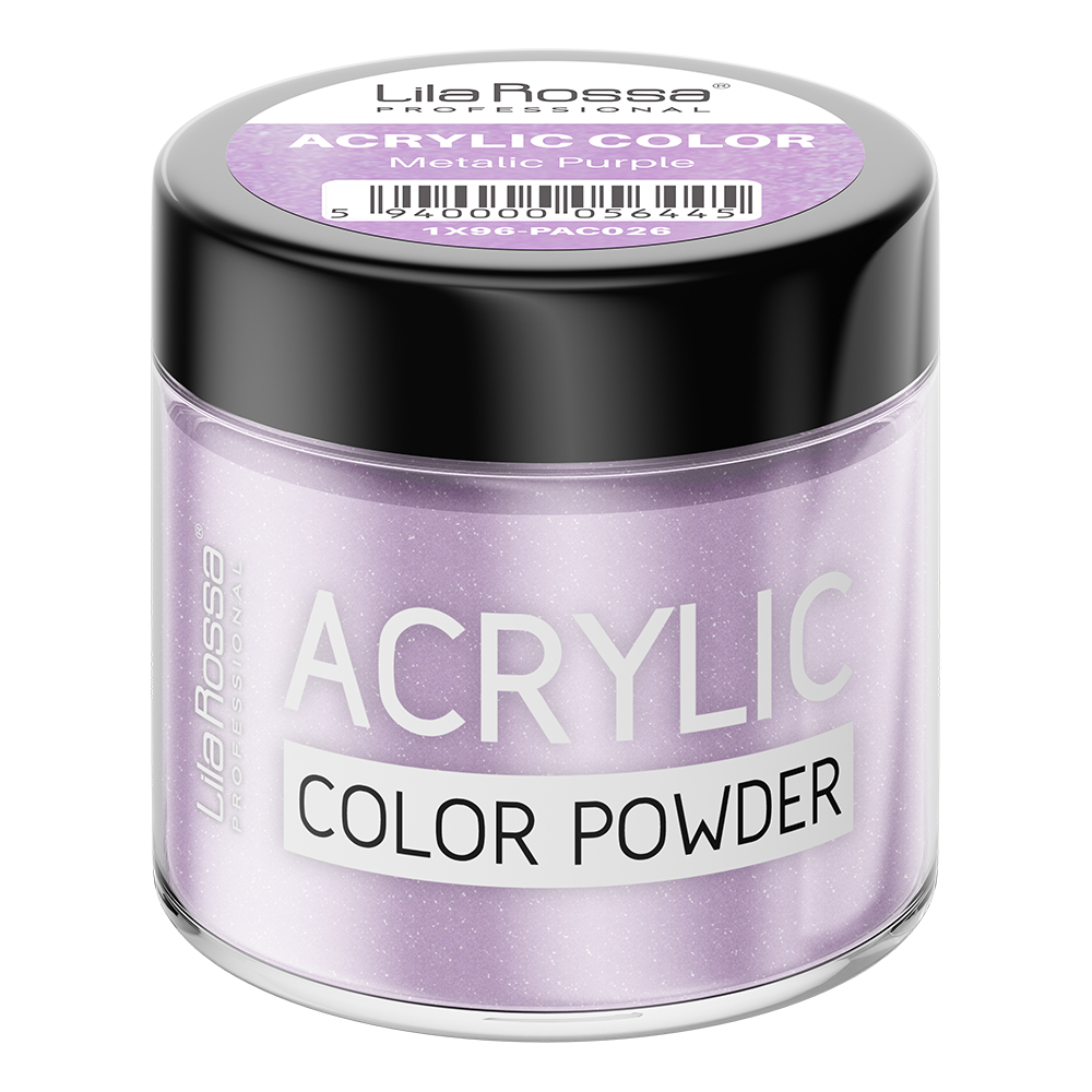 Pudra acrilica color, Lila Rossa, Metalic Purple, 7 g, [2],lilarossa.ro