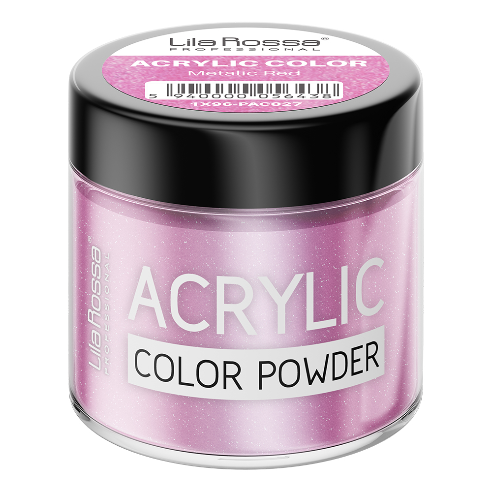 Pudra acrilica color, Lila Rossa, Metalic Red, 7 g, [2],https:lilarossa.ro