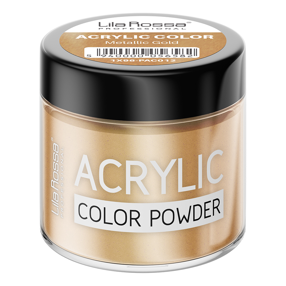 Pudra acrilica color, Lila Rossa, Metallic Gold, 7 g, [2],https:lilarossa.ro
