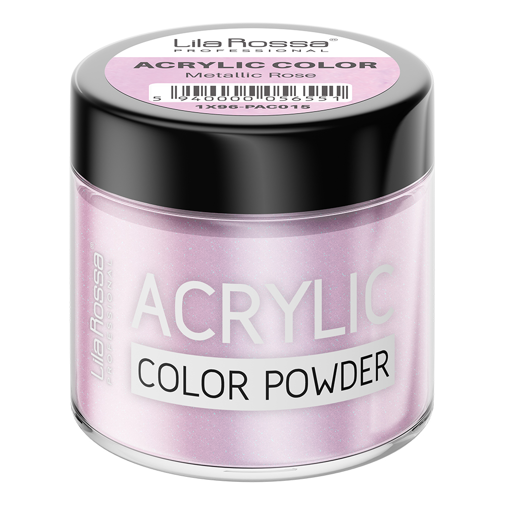 Pudra acrilica color, Lila Rossa, Metallic Rose, 7 g, [2],https:lilarossa.ro