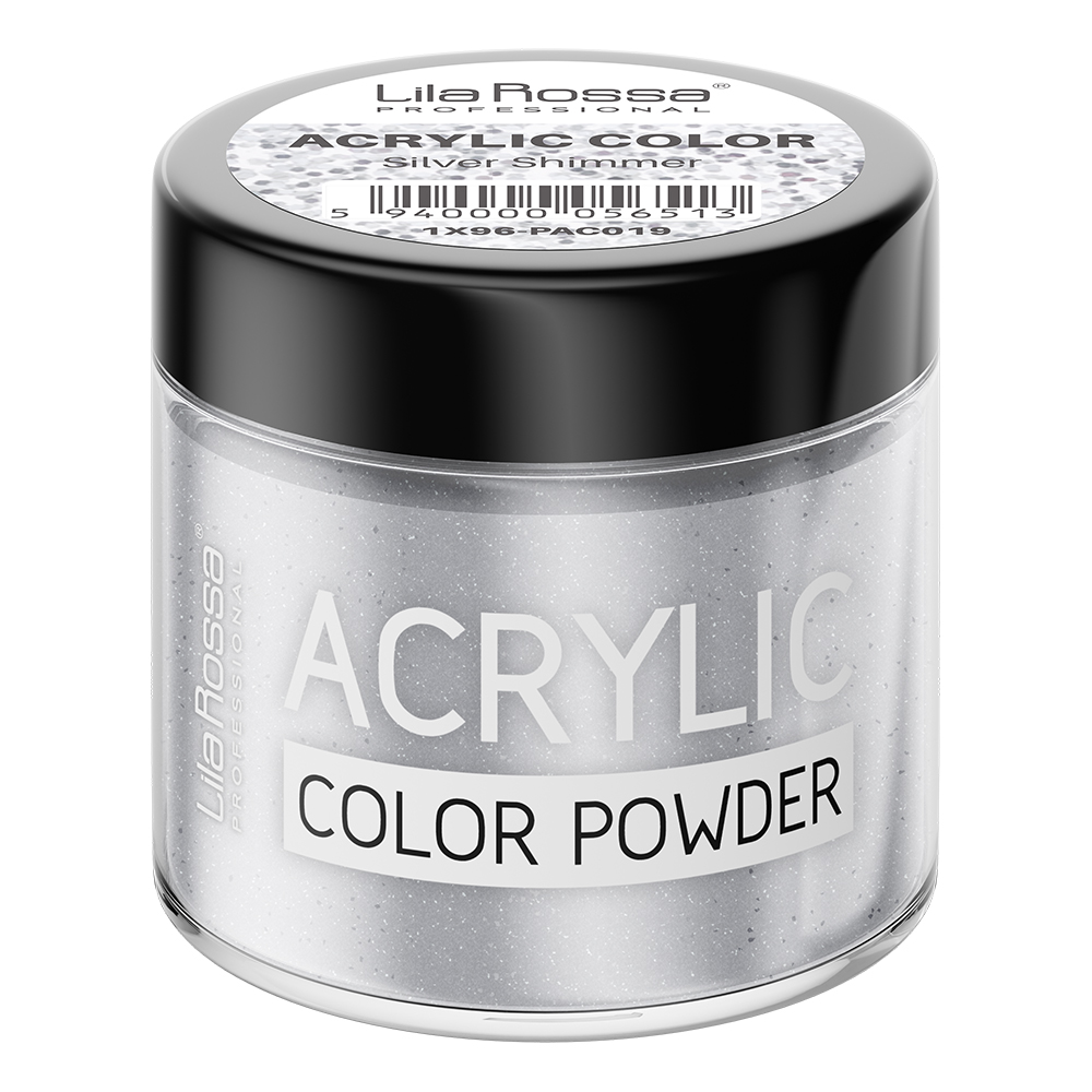 Pudra acrilica color, Lila Rossa, Silver Shimmer, 7 g, [2],https:lilarossa.ro