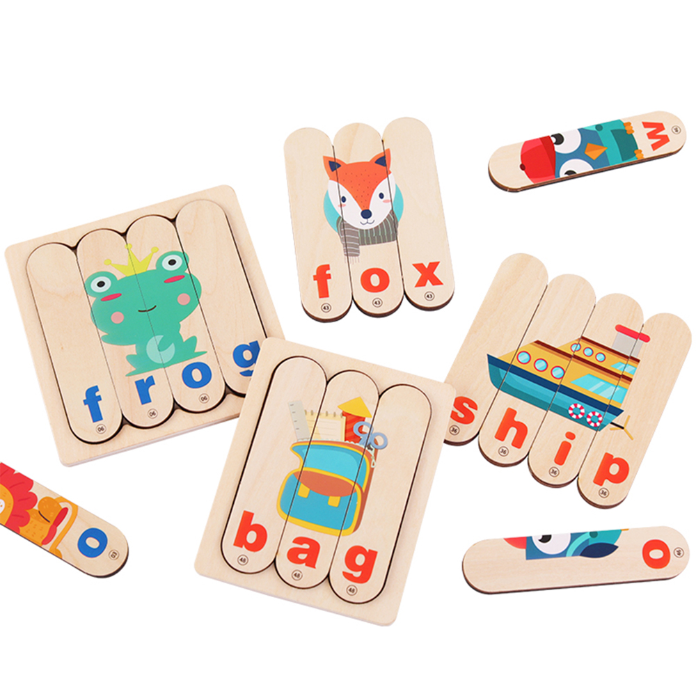 Puzzle Karemi din lemn, joc de ortografie, joc invatare limba engleza, K01B-10137, [2],https:lilarossa.ro