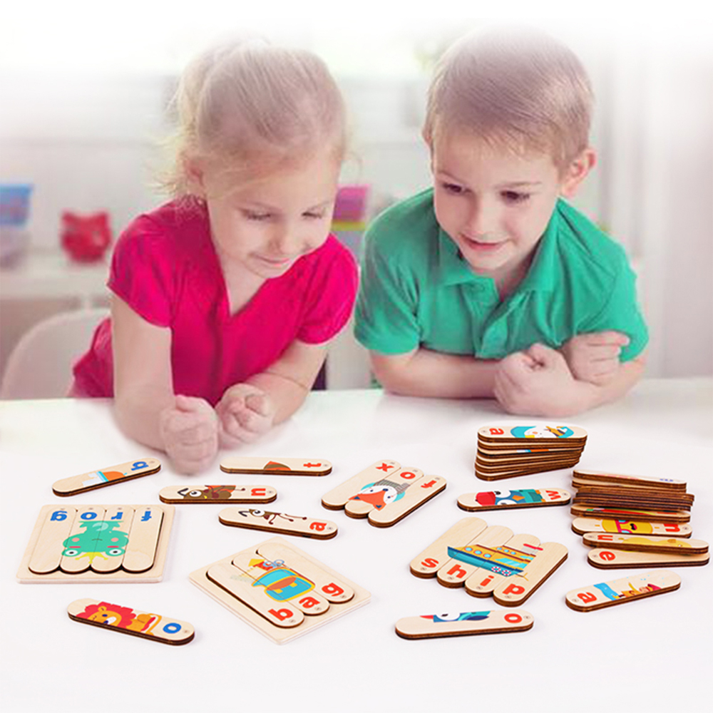 Puzzle Karemi din lemn, joc de ortografie, joc invatare limba engleza, K01B-10137, [4],https:lilarossa.ro