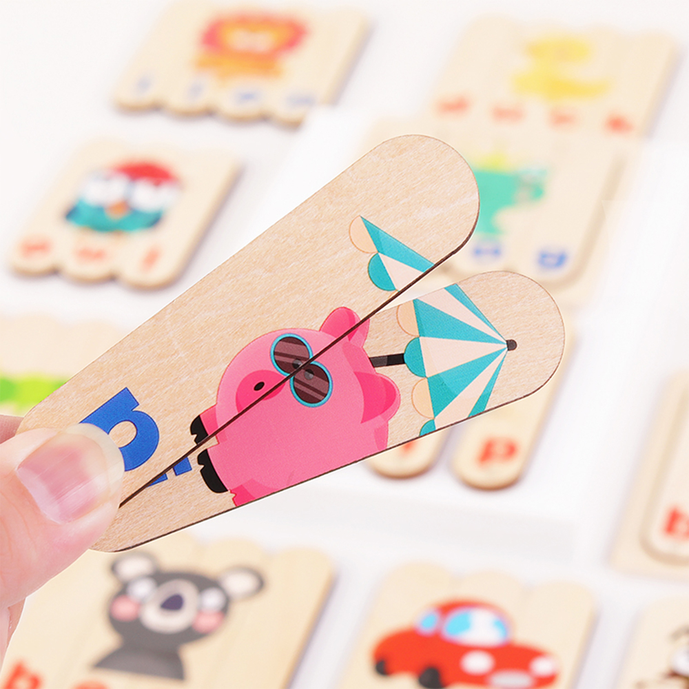 Puzzle Karemi din lemn, joc de ortografie, joc invatare limba engleza, K01B-10137, [5],https:lilarossa.ro