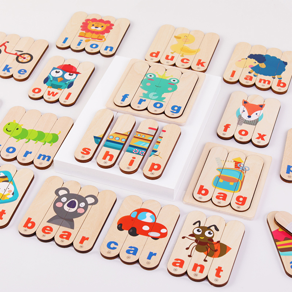 Puzzle Karemi din lemn, joc de ortografie, joc invatare limba engleza, K01B-10137, [7],https:lilarossa.ro