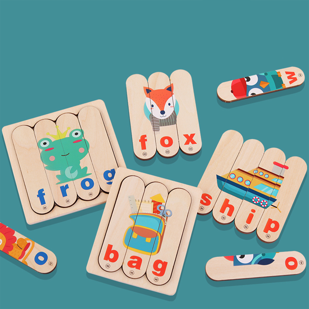 Puzzle Karemi din lemn, joc de ortografie, joc invatare limba engleza, K01B-10137, [9],https:lilarossa.ro