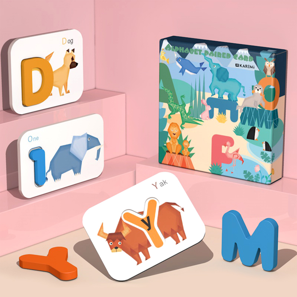 Puzzle Karemi, joc de ortografie, spelling game, joc educativ cu litere si cifre, joc invatare limba engleza, K01B-10149, [2],https:lilarossa.ro
