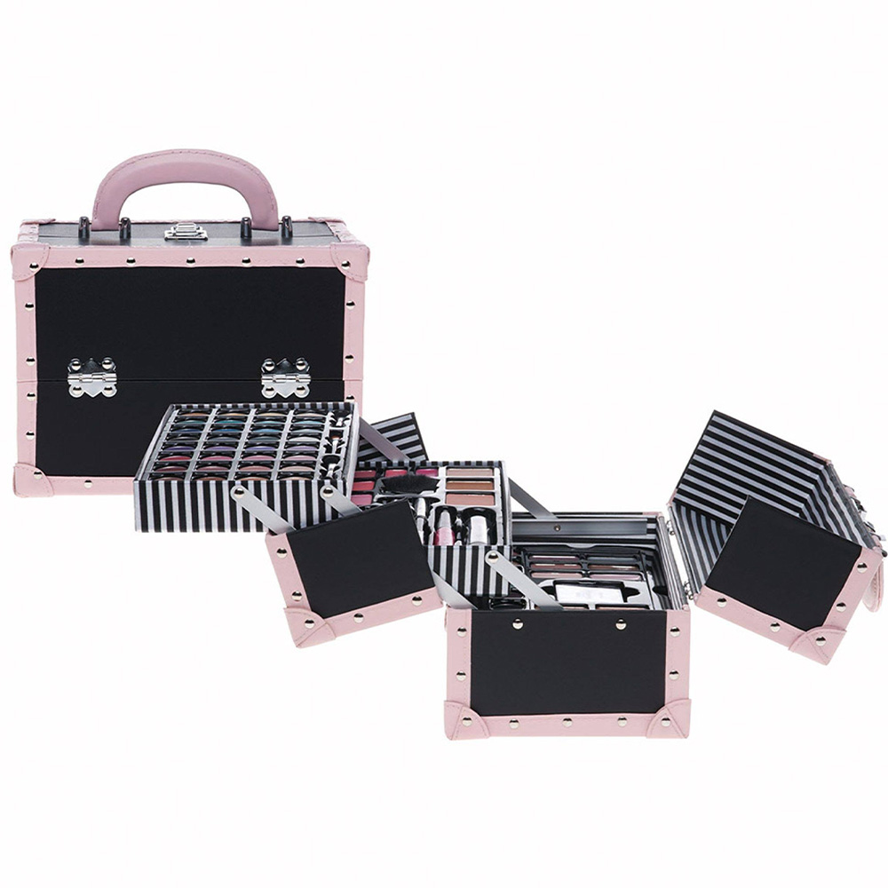 Set paleta machiaj tip geanta cosmetice Treffina, 24 x 15,5 x 18,5 cm, trusa produse cosmetice, roz 155 imagine pret reduceri