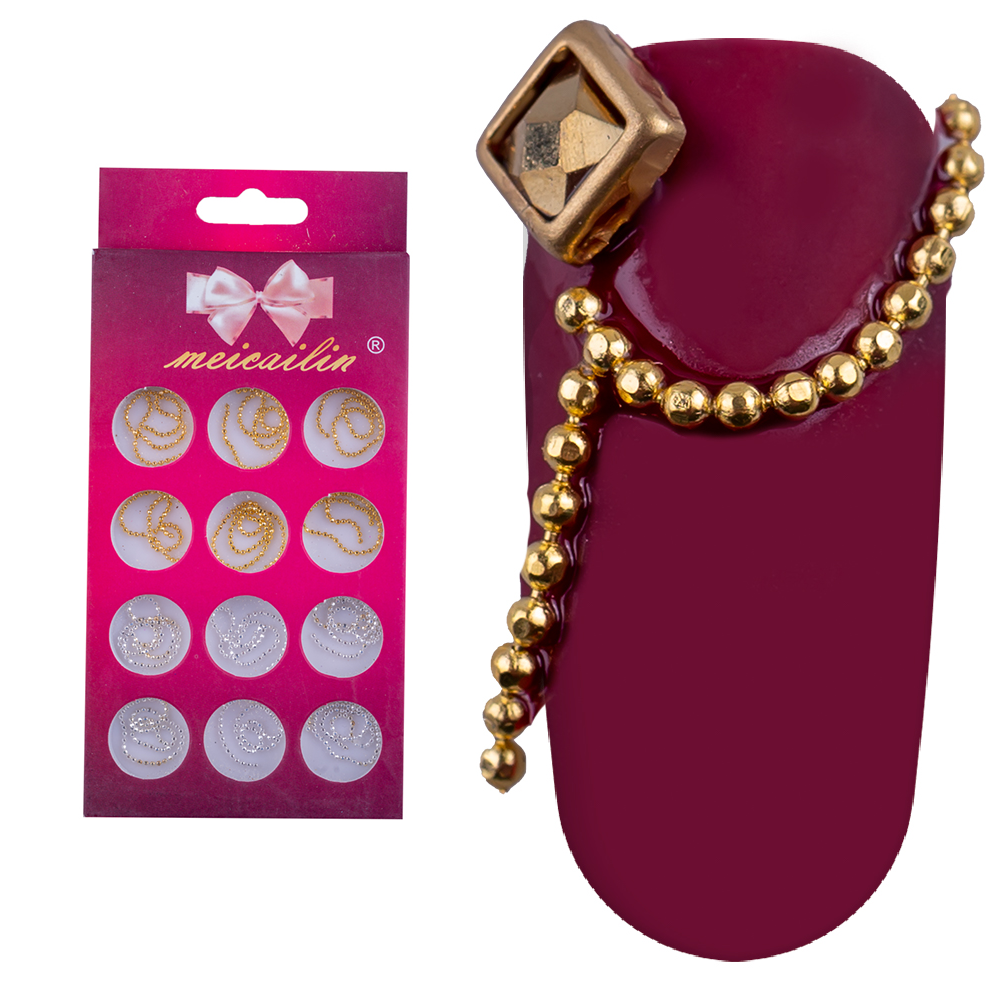 Set lantisor pentru unghii, aurii si argintii, [5],https:lilarossa.ro
