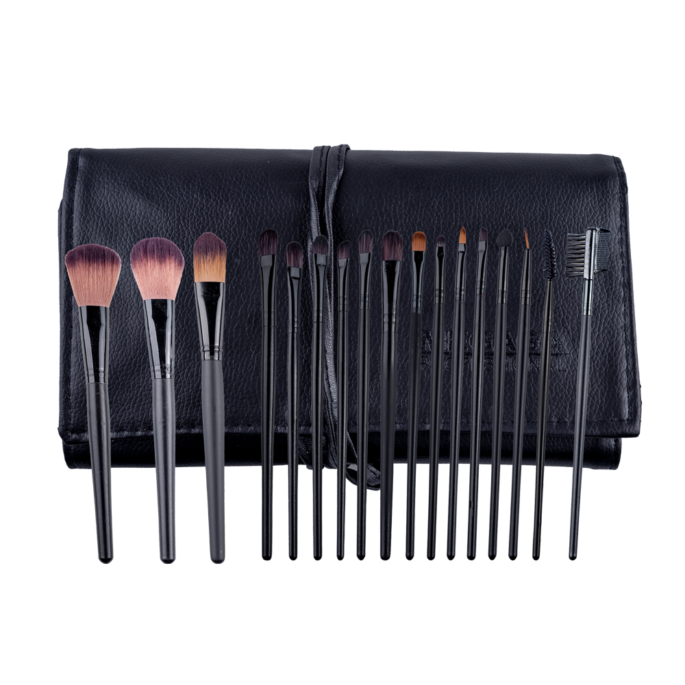 Set 18 pensule makeup Megaga, cu husa neagra Husă imagine noua 2022
