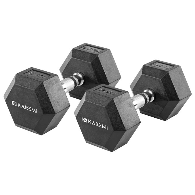 Set 2 gantere dumbbell Karemi, hexagon, 2 x 12,5 kg