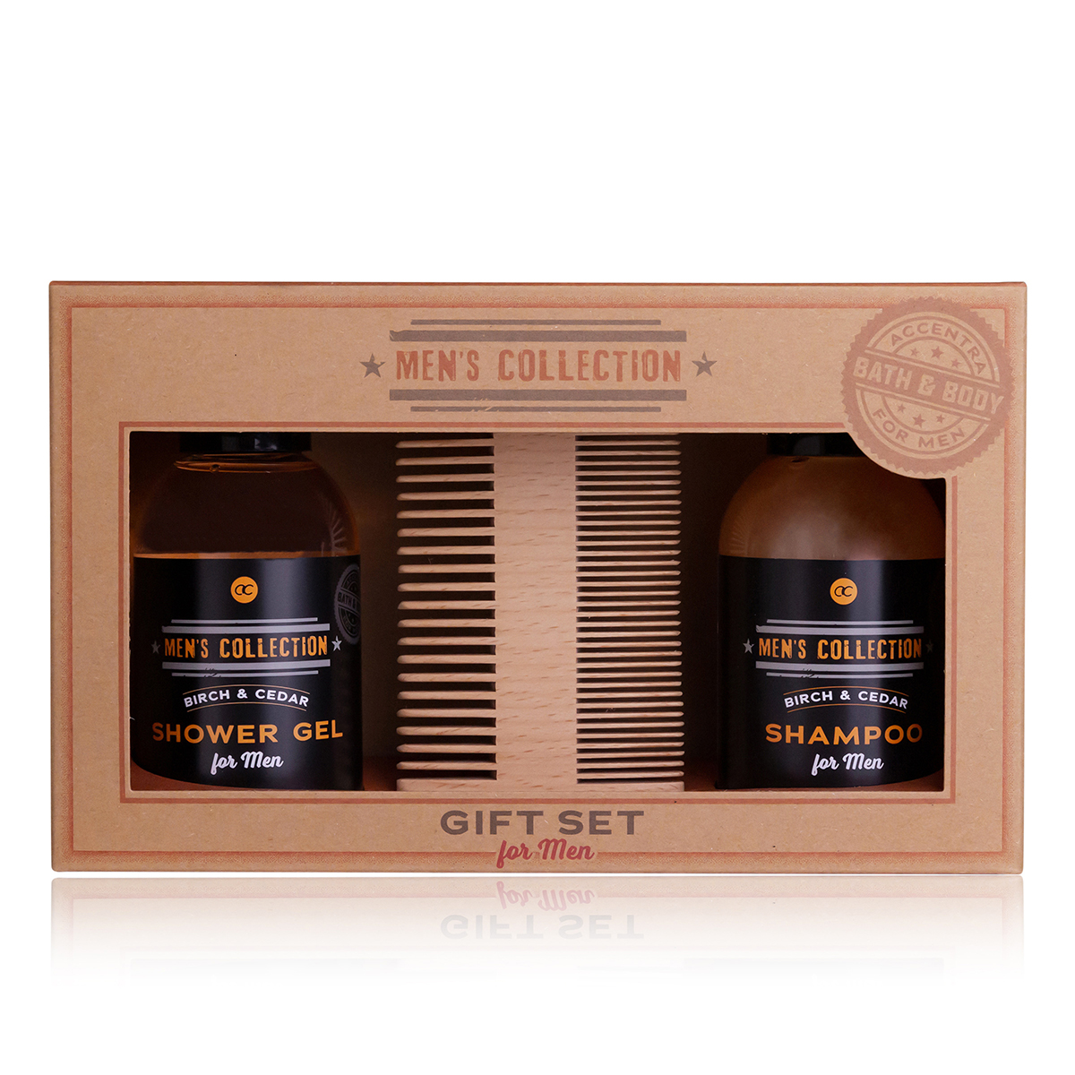 Set cadou barbati, gel de dus, sampon, pieptene barba
