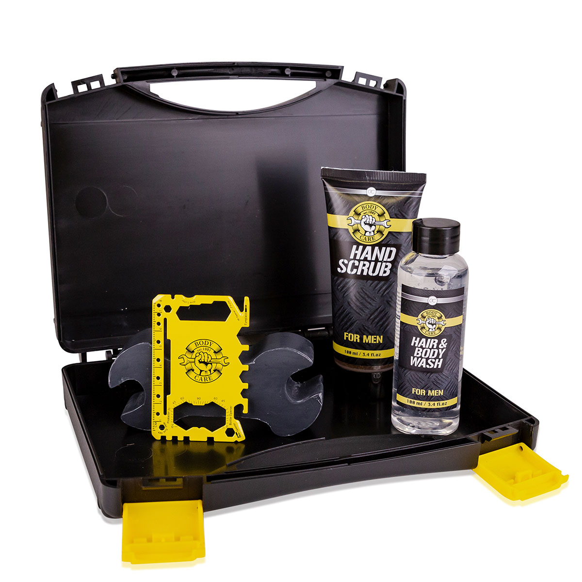 Set cadou barbati, gel de dus, scrub, sapun, perie