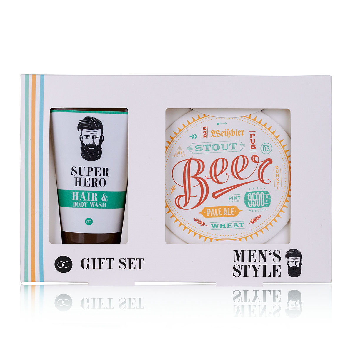Set cadou barbati, gel de dus, suport bautura, MEN'S STYLE