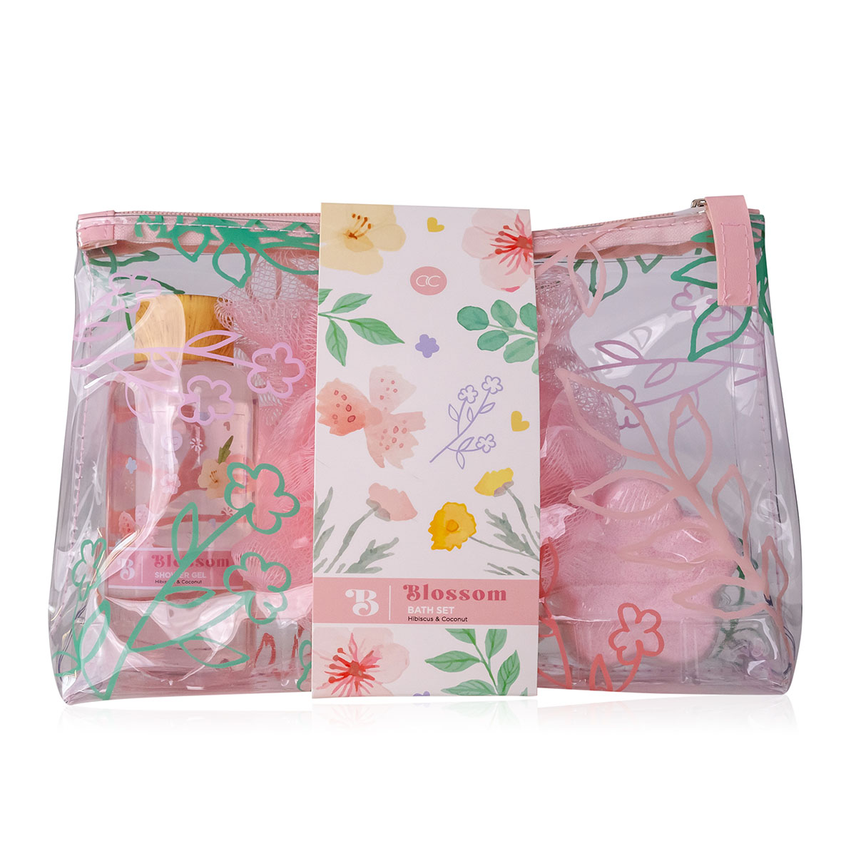 Set cadou femei, gel de dus, burete, spumant, BLOSSOM