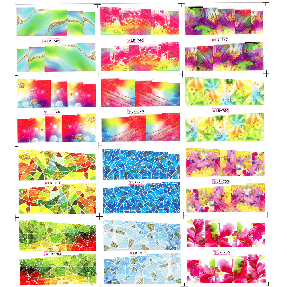 Sticker pentru decor unghii, A4, 12 in 1, abstract, 745-756 Lila Rossa imagine noua 2022