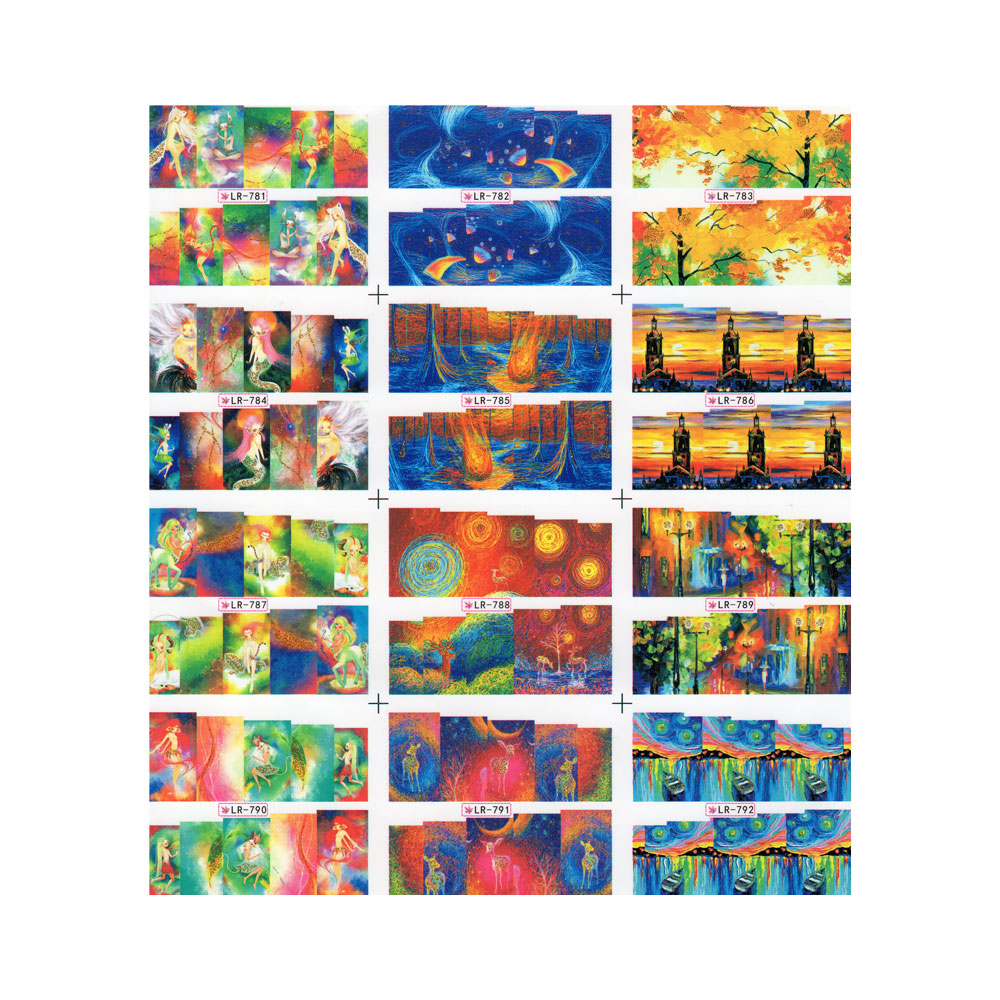 Sticker A4 pentru decor unghii Lila Rossa, 12 in 1, v103-lr781-lr792
