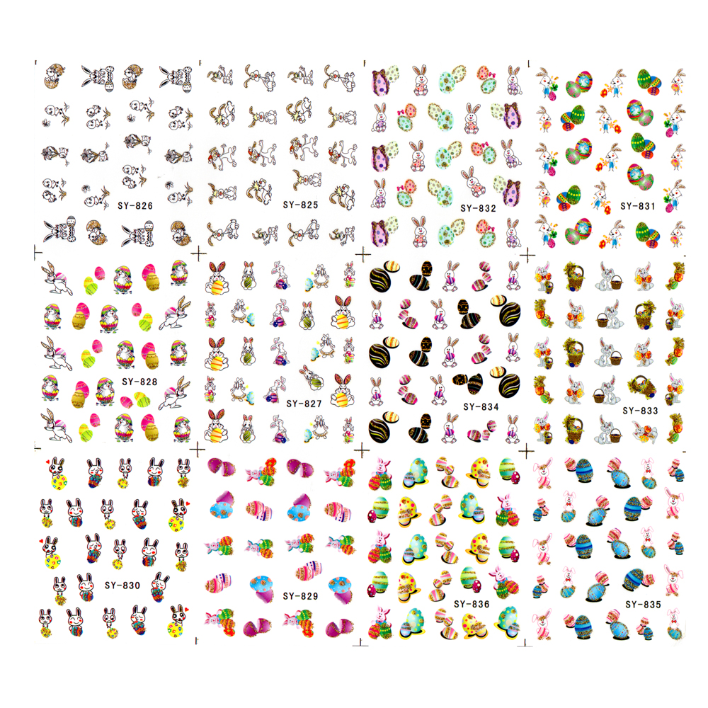 Sticker A4 pentru decor unghii 12 in 1, SY825-SY836