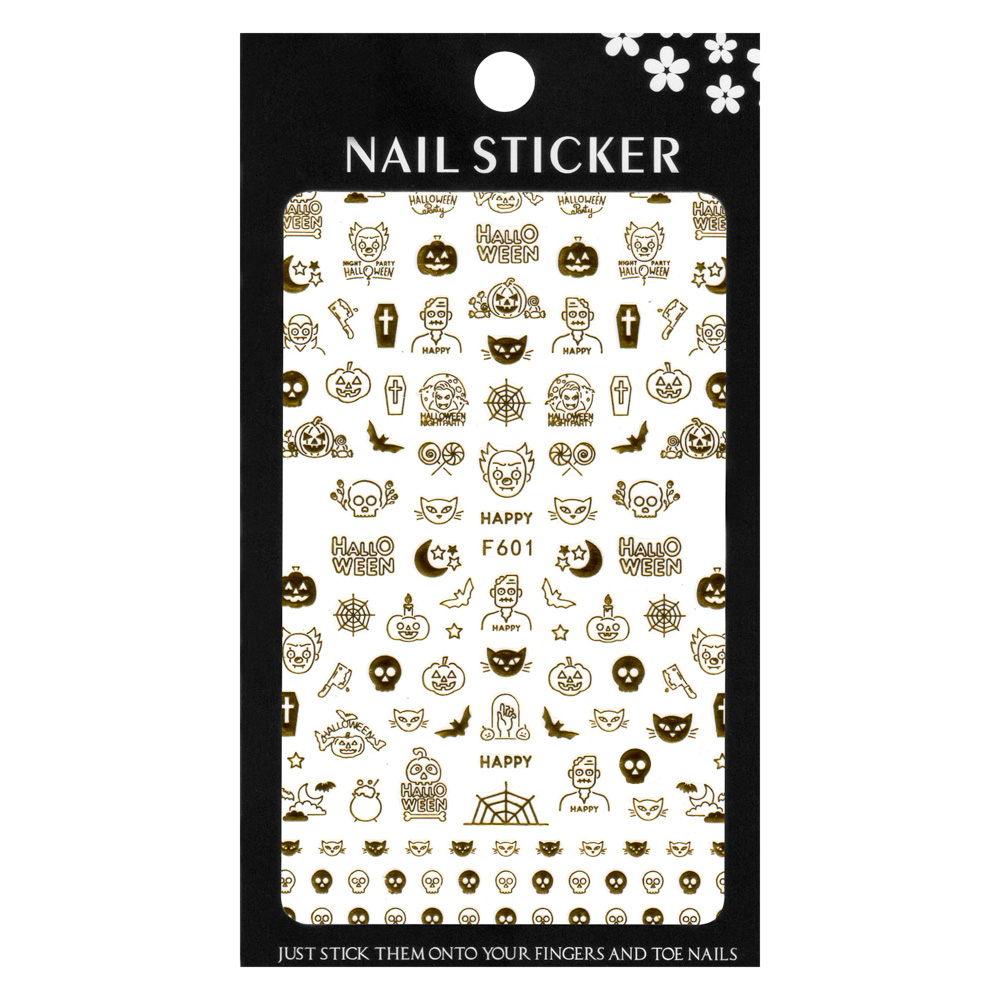 Stickere pentru decor unghii Lila Rossa, Halloween, f601-gold, [4],https:lilarossa.ro